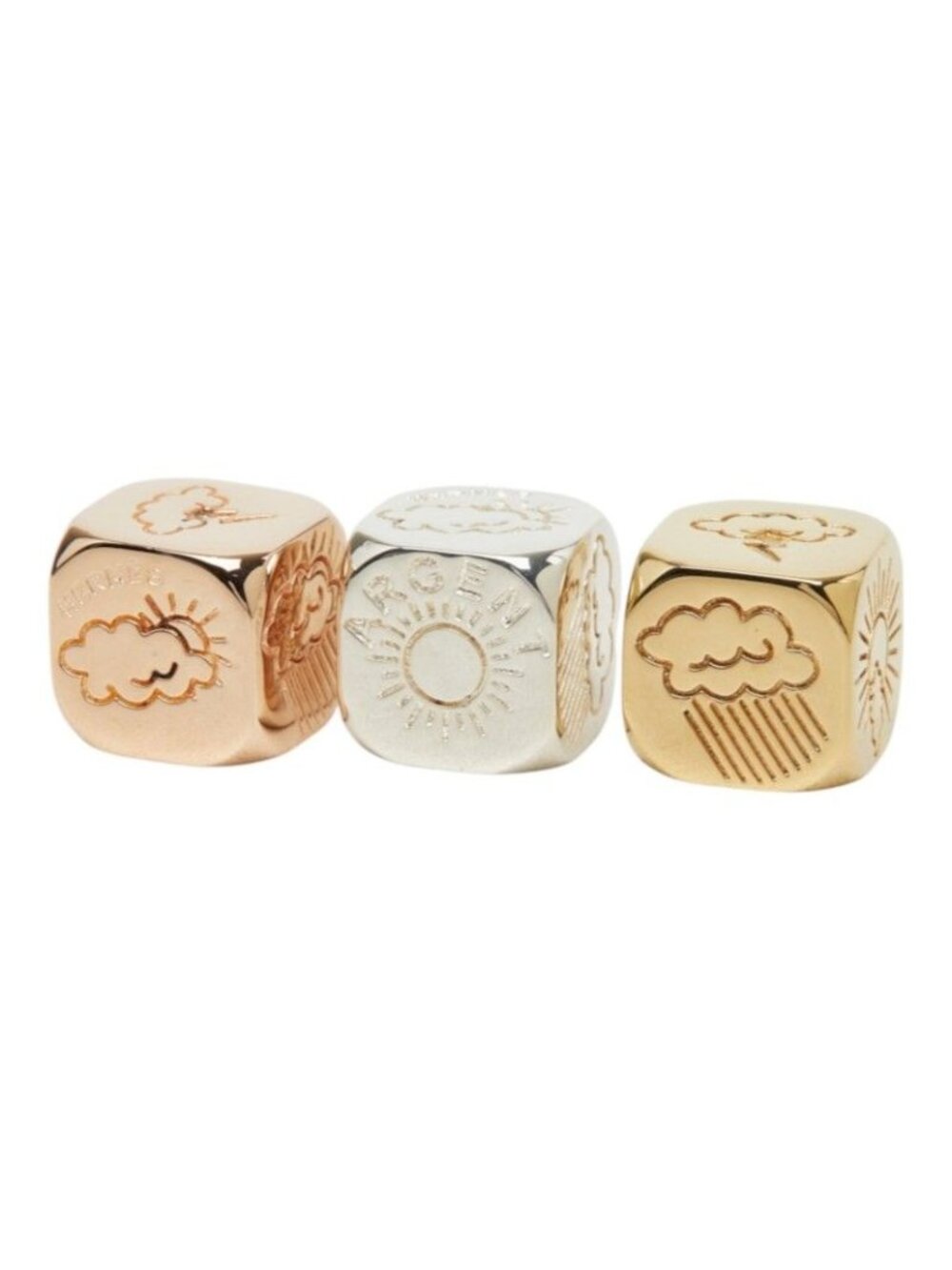 Hermes Fortuna Amour Argent Sante Dice Set Gold Silver Blanc Metal Plated